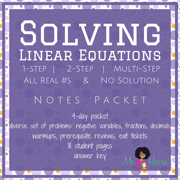 Solving Linear Equations | Notes Packet