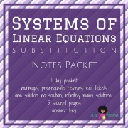 Systems of Linear Equations: Substitution | Notes Packet