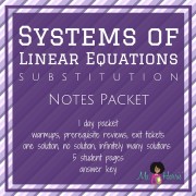 Systems of Linear Equations: Substitution | Notes Packet