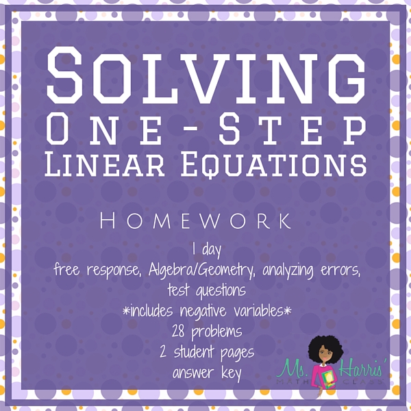 Solving Equations: One-Step | Homework