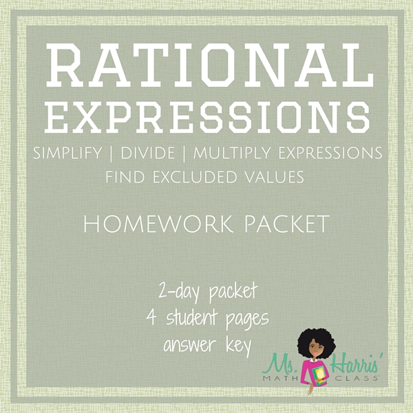 Rational Expressions Homework Packet Worksheet